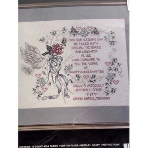 Janlynn Counted Cross Stitch Kit Happy Ever After Wedding Anniversary‎ Decor